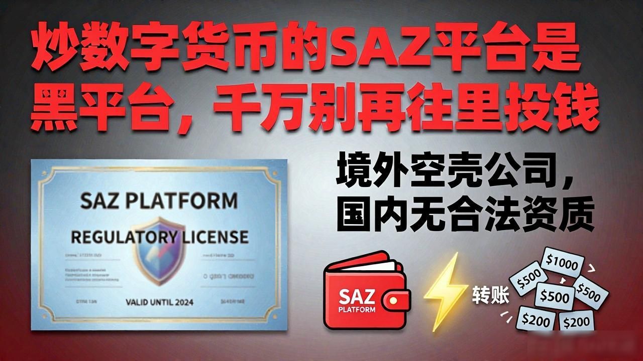 炒数字货币的SAZ平台是黑平台，千万别再往里投钱